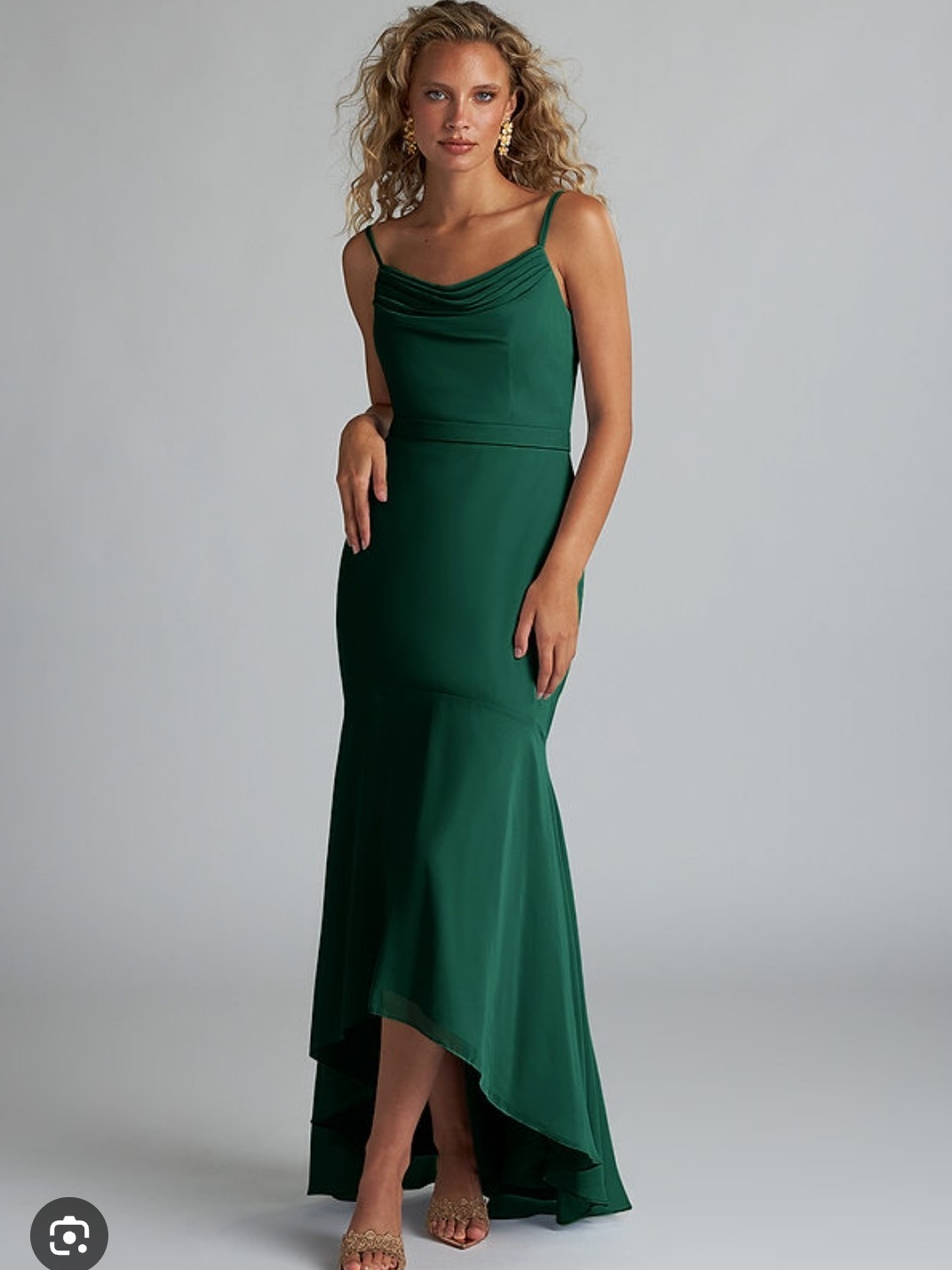 Nwt Azazie Dark Green Cowl Neck Dress